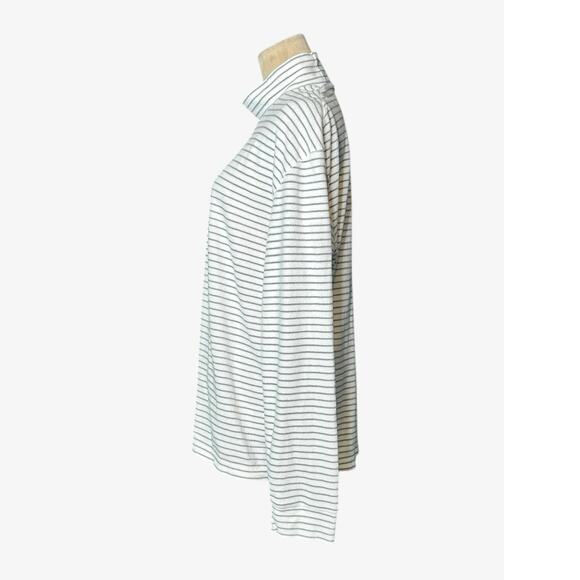 Uniqlo white gray stripes long sleeves fleece t shirt size Large - Picture 9 of 10